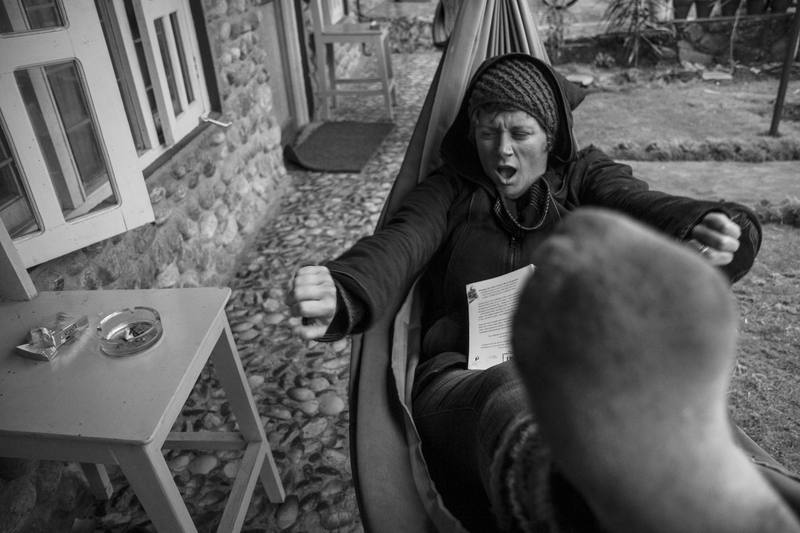 Photograph by Jeff Hann: Neesha stretching